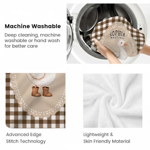 Personalized Duck Baby Blanket, Brown Gingham Nursery Throw Gift - color: #Ver4