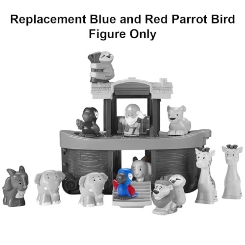 Replacement Blue and Red Parrot Bird Figure for Fisher-Price Little People Noah's Ark Playset - HNG03 ~ Works with Other Sets Too ~ Children's Bible Story Playset Figure