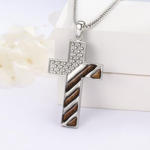 American Flag/Eagle/Star Necklace for Women 925 Sterling Silver Silver/Gold/Black American Flag Pendant 4th of July Jewelry for Wife Sister Girlfriend - color: White-1