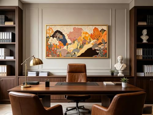 Large Framed Boho Mountains Wall Art Abstract Landscape Canvas Wall Decor - color: Boho, size: 48"L x 24"W