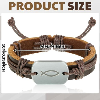 Landical 12 Pcs Fish Bracelet for Men First Communion Confirmation Gifts