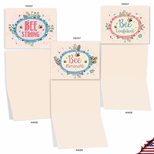 The Best Card Company - 10 Assorted Blank All Occasions Notecards Variety Box Set 4 x 5.12 Inch w/Envelopes Inspiring Words, Stationary for Men, Women (10 Designs, 1 Each) - Let It Bee M6548OCB - style: Let It Bee