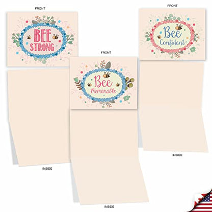 The Best Card Company - 10 Assorted Blank All Occasions Notecards Variety Box Set 4 x 5.12 Inch w/Envelopes Inspiring Words, Stationary for Men, Women (10 Designs, 1 Each) - Let It Bee M6548OCB - style: Let It Bee