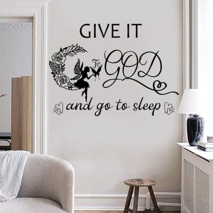 Vinyl Wall Art Decal - Give It to God and Go to Sleep IGN - Bedroom Wall Decor Above Bed Modern Inspirational Religious Quote Sticker for Home Office Bedroom Living Room Classroom Decor.