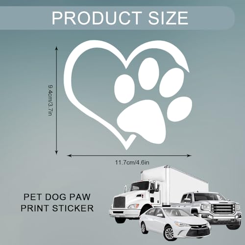 Pet Dog Paw Print Sticker, Car Window Decals, Dog Paw Love Heart Vinyl Car Decal, Auto Exterior Decoration Accessories Reflective Self-Adhesive Stickers for Window Laptop Wall - color: White2