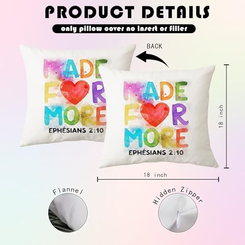 Made for More Ephesians 2:10 Pillow Cover 18x18 Inch - color: Colorful Hearts