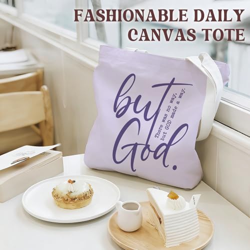 Bible Tote Bags Cute Christian Preppy Canvas Tote Bag Christian Gifts for Women Reusable Shopping Bags(Parent) - color: But God-2