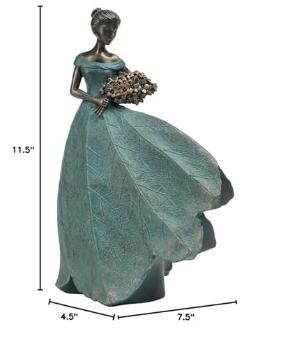 Guichifun Fairy Statue Leaf Angel Girls 7.5 x 4.5 x 11.5 Inch - color: Green-flower, size: Large