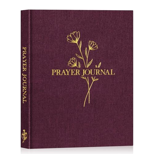Lanpn Bible Prayer Journal for Women Men, 68 Weeks Linen Bible Study Journal Christian Prayer Notebook Planner with Scripture Verse, Devotional Journal Religious Christian Faith Gifts Women, Purple - color: Purple