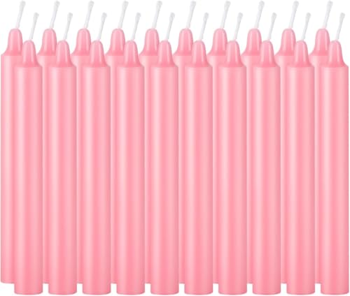 Pliadvbu Set of 20, 4 Inch Tall Unscented Rituals Candles for Altar Meditation Supplies RitualsTaper Candle (Pink, Set of 20) - color: Pink, size: Set of 20