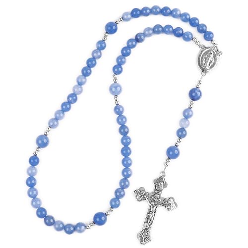 Handmade Catholic Rosary Beads - color: Blue Lace Agates