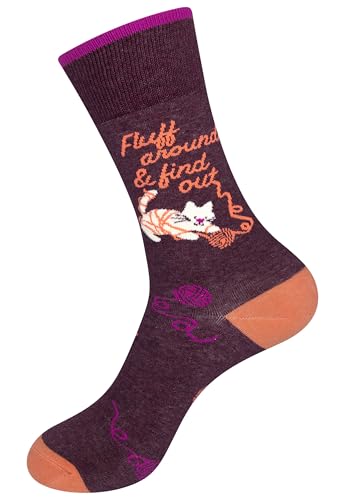 FUNATIC Crazy Socks with Funny Sayings - Novelty Gift for Men, Women, Adult - color: Fluff Around and Find Out