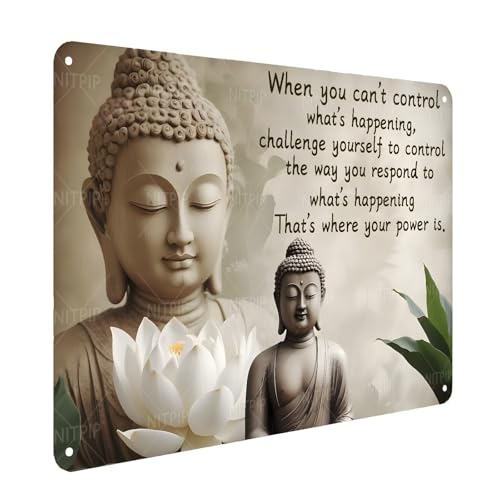 Buddhist Prayer Metal Sign Wall Decor Buddhist Prayer Sign Retro Religious Metal Sign-Religious Tin Plaque for Church Home Bedroom Decor Gifts 12x18 Inch - color: Buddhist Prayer, size: 12x18 Inch