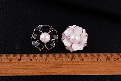 Women's Flower Pearl Enamel Brooch Pins for Ladies Jewelry - color: Black