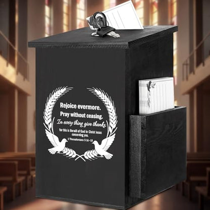 Roowest Prayer Request Box with Cards, Church Offering Box, Black - color: Black