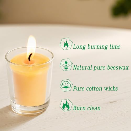 6 Pack Clear Cup Filled Beewaxs 12-Hour Beeswax Prayers Candle,Long Burn,Burn Clean and Smokeless to Dreading Church Spa Diner Holidays Party - size: 6 Pack-12 Hour Burn