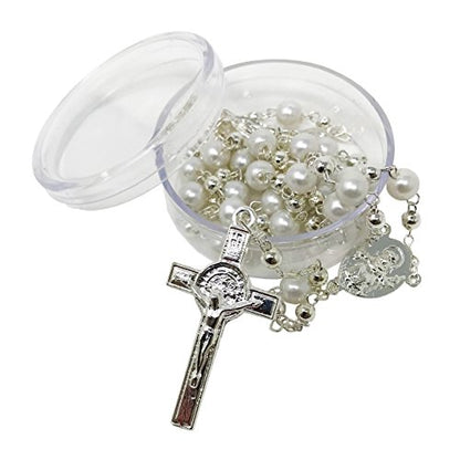 Arcangeles Mexicanos Catholic Baptism Candle Set in a Wooden Box with Towel, Candle, Rosary and Shell for Baby Boys and Girls. Handmade in Mexico