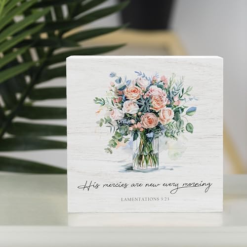 Lamentations 3:23 Bible Verse Sign, Christian Birthday Gifts for Women - color: White04