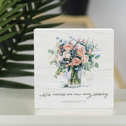 Lamentations 3:23 Bible Verse Sign, Christian Birthday Gifts for Women - color: White04