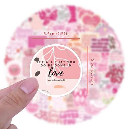 109 PCS Bible Verse Stickers Pink Christian Stickers Faith Stickers Scripture Stickers Inspirational Stickers Bible Stickers for Adults Jesus Stickers Faith Based Gifts - style: Bible Verse