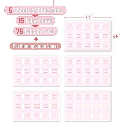 Mr. Pen- Bible Tabs, 75 pcs, Soft Pink, Bronze Foil Lettering, Laminated Bible Tabs for Women and Men - color: Baby Pink