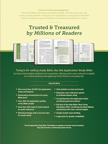 NLT Life Application Study Bible, Third Edition, Large Print (Genuine Leather, Navy Blue, Red Letter)