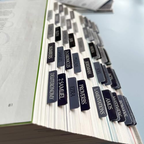 Thinkor Reposition Laminated Bible Tabs, Large Print Stickers, Easy to Read and Apply Bible Tabs for Women and Man (Gray Blue) - color: Gray Blue