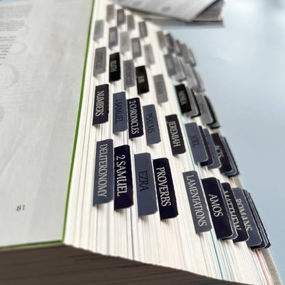 Thinkor Reposition Laminated Bible Tabs, Large Print Stickers, Easy to Read and Apply Bible Tabs for Women and Man (Gray Blue) - color: Gray Blue