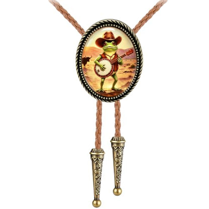 GelConnie Gothic Bolo Tie for Men Women 3D Art Western Cowboy Necktie - color: Gold Frog Bolo Tie