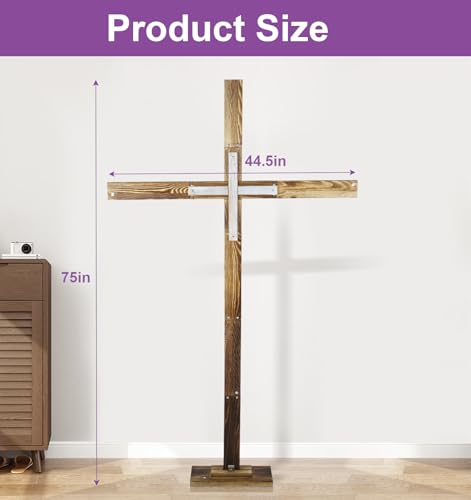 veonly 75 Inch Large Easter Wooden Cross, Large Standing Cross Decoration