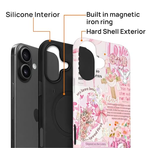 Magnetic Case for iPhone 16 Plus, Compatible with Magsafe PC Hard Shell & Silicone Inner Bumper Anti-Scratch Full-Body Cover Shockproof Slim Design Retro Newspaper Collage Religious Jesus - color: Retro Newspaper Collage Religious Jesus, size: iPhone 16 P