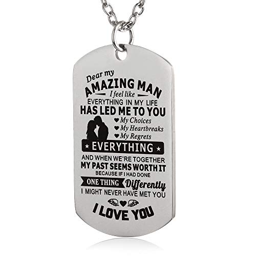 Christian Scripture Religious Dog Tag Necklace,Catholic Bible Verse Baptism Confirmation Sacrament Gifts - style: Dear My Amazing Man
