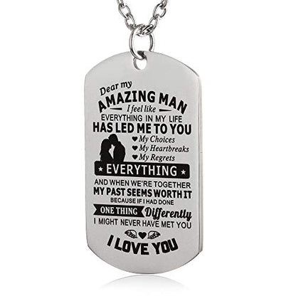Christian Scripture Religious Dog Tag Necklace,Catholic Bible Verse Baptism Confirmation Sacrament Gifts - style: Dear My Amazing Man