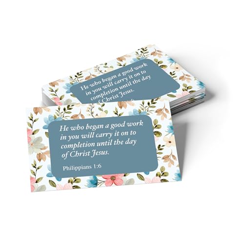 Pass It On Scripture Cards, Faith, Phil 1:6 - Pack of 25 Inspirational Christian Cards with Scripture Encouragement, Bible Verse Cards For Devotional, Bible Study, Memorization & Greetings - color: He Who Began A Good Work