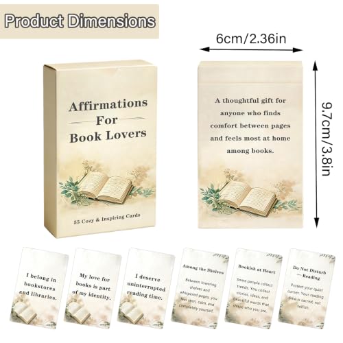 Lapsia 55 Bookish Affirmation Cards, Daily Inspiration for Book Lovers - color: Book Lovers