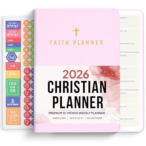 2026 Christian Planner & Prayer Journal | Strengthen Your Relationship with God and Better Navigate His Path for You | Daily Planner w/Bible Verses, Prayer Prompts, & Habit Tracking (Pink) - color: Pink