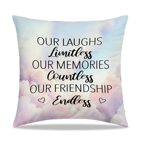 Dibor Friendship Throw Pillow Covers 18x18 in, Gifts for Best Friends, Pastel Cloud Decorative Couch Cushion Covers, BFF Bestie Friendship Gifts for Women, Pillow Case for Home Living Room - color: Friend