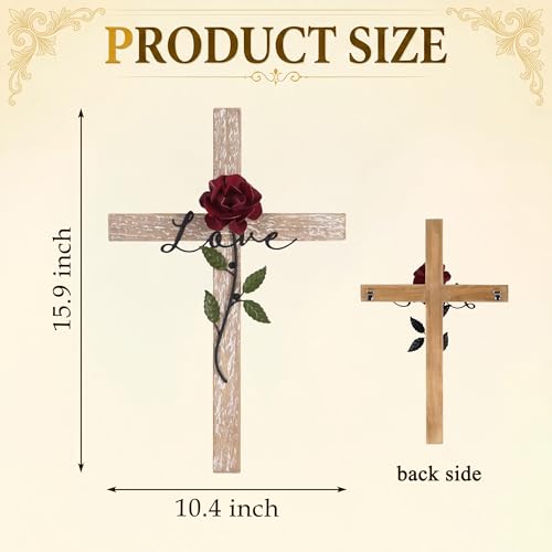NIKKY HOME Wedding Cross, Wooden Wall Cross with Rose Love - color: Love