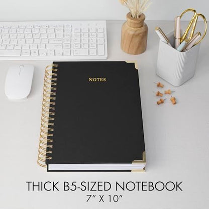 Aesthetic Thick Spiral Notebook Journal For Women in B5 - Linen Hardcover - color: Black, size: B5