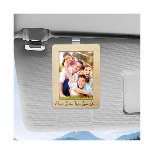 Car Visor Picture Frame, Wooden Photo Frame Automotive Sun Visor Clips for Family Members, Drive Safe Vehicle Personalized Decor Hanging Photo Holder for Fathers Day Gift (We Love You) - color: We Love You