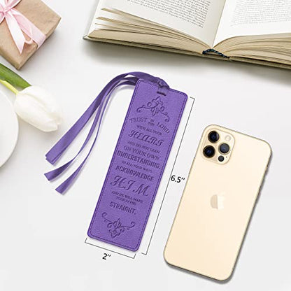 FINPAC Leather Bible Bookmarks, Bible Verse Book Markers - color: Violet
