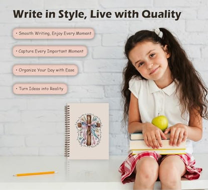 Dejfel Bow Christian Notebook Journal for School Supplies Women Girls - color: christain bow