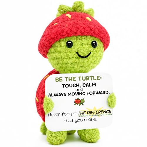 Strawberry Turtle Crochet, Cute Crochet Back to School Gift for Kids, – “Be The Turtle” Positive Crochet Animals, Turtle Stuffed Animal, Employee Appreciation Gifts Positive Turtle - color: Positive Turtle