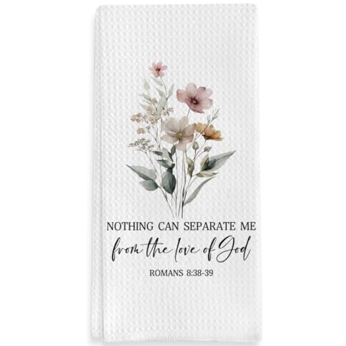 Christian Religious Gifts Kitchen Towels, Bible Verse Decorative Towels for Bar Kitchen, Nothing Can Separate Me - color: Orange