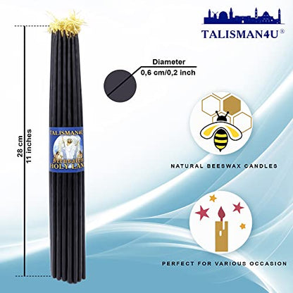 TALISMAN4U 33 Beeswax Taper Candles 11 inch Jerusalem Church Candles - color: Black
