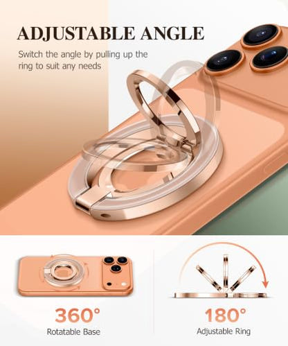 GVIEWIN Magnetic Phone Ring Holder, Compatible with MagSafe Phone Grip - color: Clear/Brown