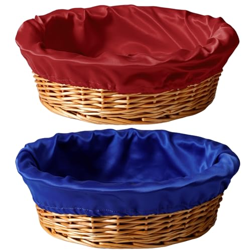 FillTouch 2 Pcs 12 Inches Round Offering Baskets for Church, Blue,Red - color: red, blue
