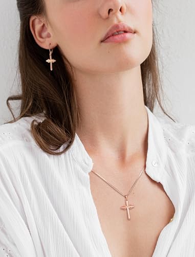 STARCHENIE Infinity Cross Necklace for Women Sterling Silver Polished Cross Pendant Crucifix Jewelry - color: Rose Gold