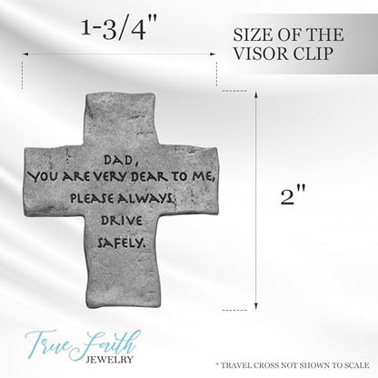 True Faith Jewelry Drive Safe Cross Car Visor Clip, Christian Religious Automotive Accessories, Driver Gifts, 2 x 1-3/4 Inch, Pewter, Dad - size: Dad
