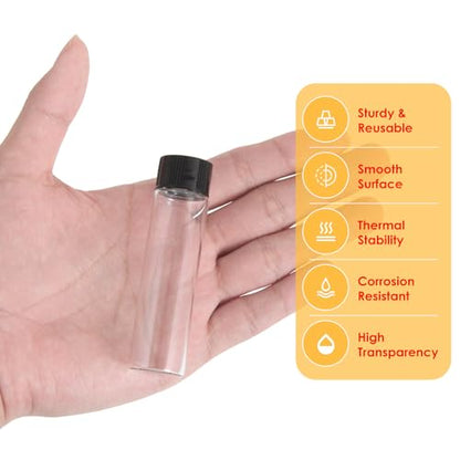 12PCS 20ml Clear Glass Small Vials with Screw Caps & Plastic Stoppers - size: 20ml